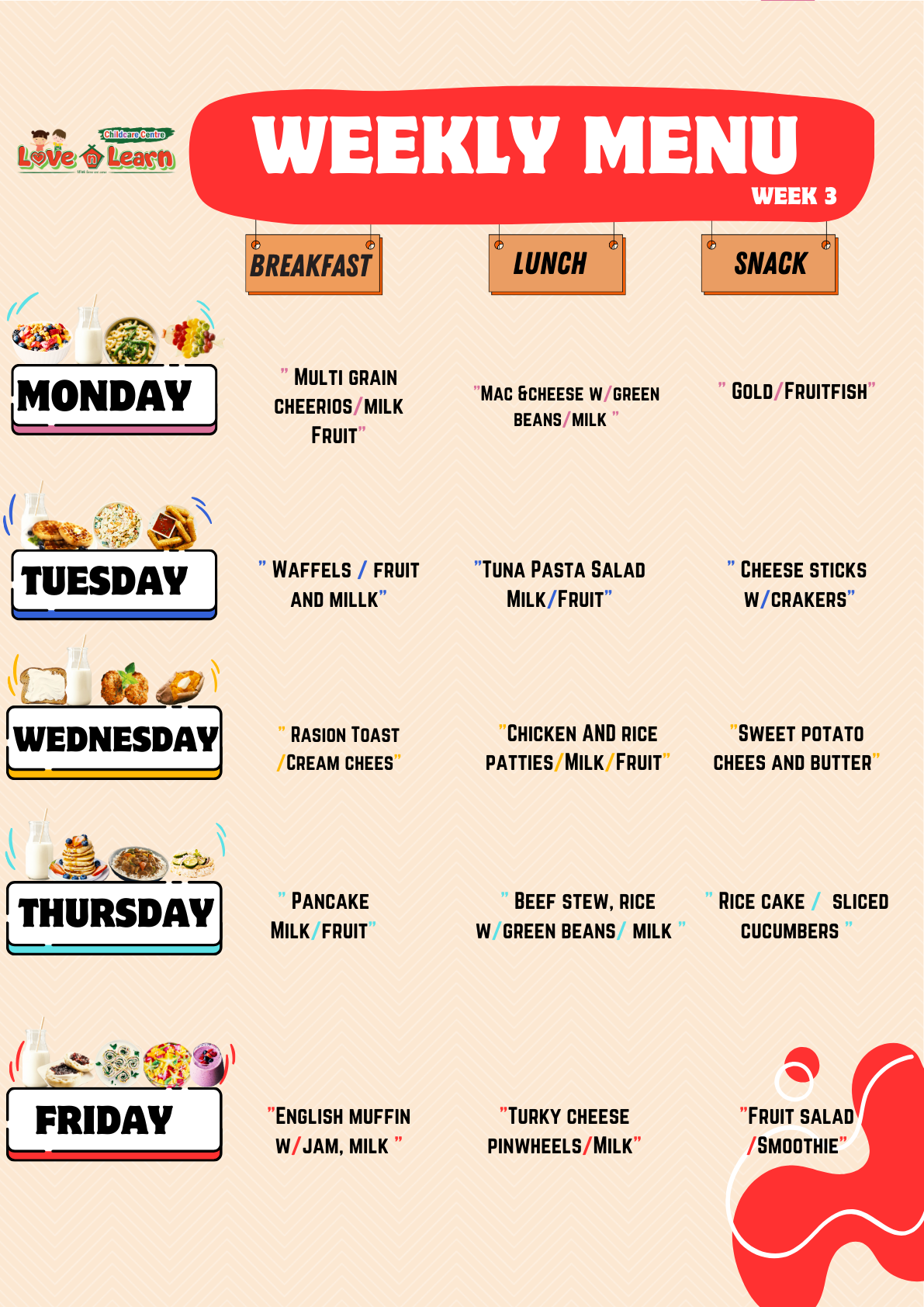 food menu
